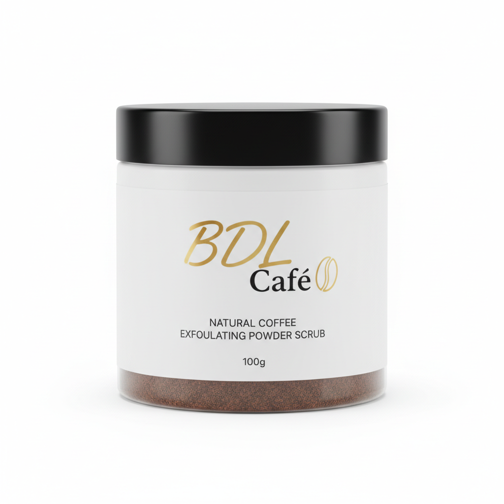 Exfoliante de Café BDL Café - Tarro blanco con tapadera negra