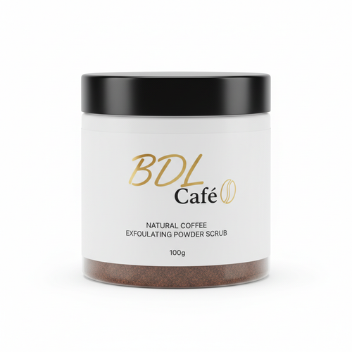 Exfoliante de Café BDL Café - Tarro blanco con tapadera negra